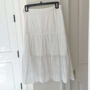 J. Crew Point Sur White Cotton Eyelet Midi Skirt